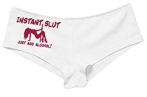 Kanughty Knickers Women's Instant Slut Just Add Alcohol Hot Sexy Boyshort White