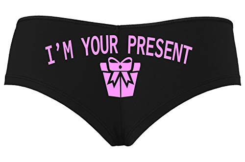 Knaughty Knickers I AM YOUR PRESENT IM I WILL BE GIFT Black Boyshort Panties