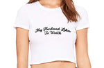 Knaughty Knickers My Husband Likes To Watch Swinger White Crop Tank Top