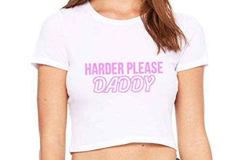 Knaughty Knickers Harder Please Daddy Give It To Me Rough White Crop Tank Top