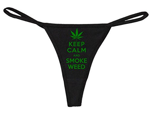 Knaughty Knickers Women's Keep Calm and Smoke Weed Pot 420 Thong