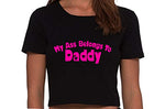 Knaughty Knickers My Ass Belongs to Daddy DDLG BabyGirl Black Cropped Tank Top
