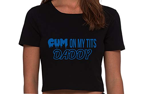 Knaughty Knickers Cum On My Tits Daddy Cum Play Cum Slut Black Cropped Tank Top