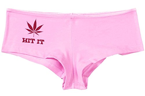 Kanughty Knickers Women's Hit It Pot Leaf Weed Rave Hot Sexy Boyshort Soft Pink