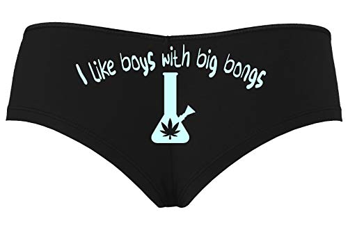 Knaughty Knickers I Like Boys With Big Bongs Pot Weed Black Boyshort Panties