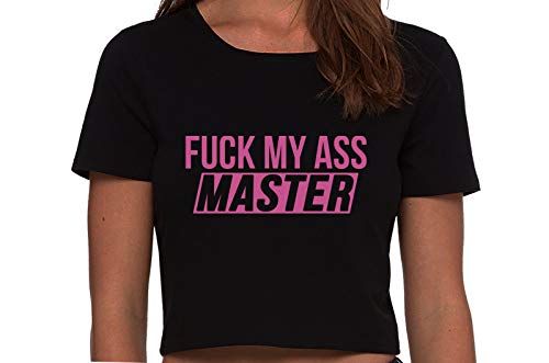 Knaughty Knickers Fuck My Ass Master Anal Play Cumslut Black Cropped Tank Top