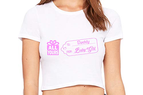 Knaughty Knickers To Daddy From BabyGirl Baby Girl Tag White Crop Tank Top