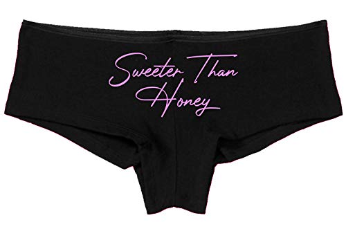 Knaughty Knickers Sweeter Than Honey Cute Oral Flirty Black Boyshort Underwear