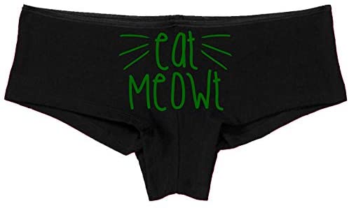 Knaughty Knickers Eat Meowt Pussy Cat Whiskers Kitten Oral Sex pet Play Panties Forest Green