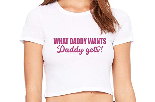 Knaughty Knickers What Daddy Wants Daddy Gets Everything White Crop Tank Top