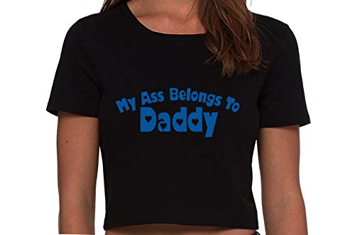 Knaughty Knickers My Ass Belongs to Daddy DDLG BabyGirl Black Cropped Tank Top