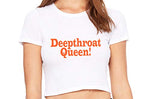 Knaughty Knickers Deepthroat Queen Deep Throat Expert Oral White Crop Tank Top
