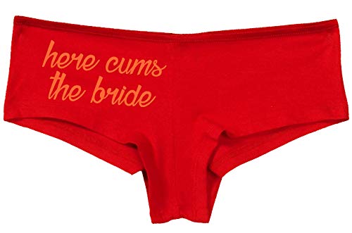 Knaughty Knickers - Here Comes the Bride - Red Boyshort - Fun and Flirty Underwear - Panty Game Bachelorette Lingerie Shower