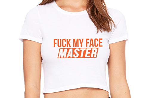 Knaughty Knickers Fuck My Face Master Oral Deepthroat White Crop Tank Top