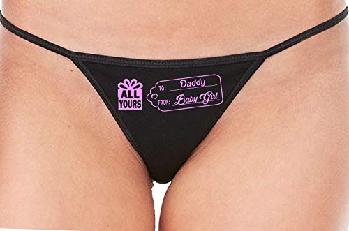 Knaughty Knickers To Daddy From BabyGirl Baby Girl Tag Black String Thong Panty