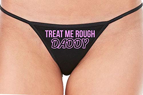 Knaughty Knickers Treat Me Rough Daddy Spank Dominate Black String Thong Panty