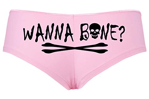 Knaughty Knickers Wanna Bone Want To Bone Halloween Fun Flirty Lt Pink Boyshort