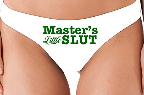 Knaughty Knickers Masters Little Slut BDSM DDLG Princess White Thong Underwear