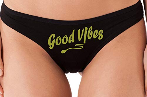 Knaughty Knickers Good Vibes Magic Wand Vibrator Sexy Black Thong Cute Flirty