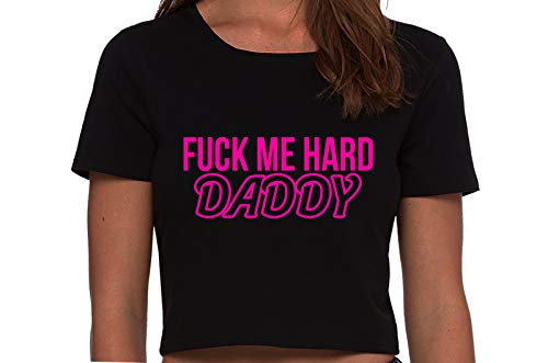 Knaughty Knickers Fuck Me Hard Daddy Pound Me Master Black Cropped Tank Top
