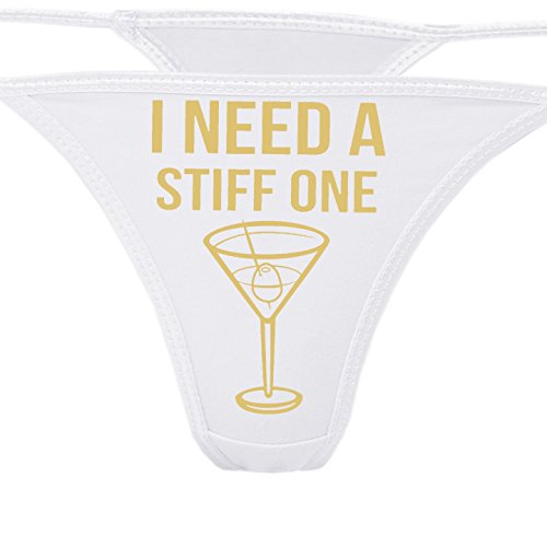 Knaughty Knickers - I Need A Stiff One White Thong - Fun Flirty Underwear - Panty Game Bachelorette Bridal Lingerie Shower