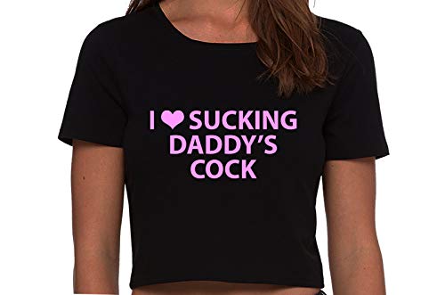 Knaughty Knickers I Love Sucking Daddys Cock DDLG Oral Black Cropped Tank Top
