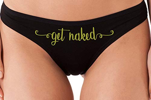 Knaughty Knickers Get Naked Cute Flirty Fun Suggestive Sexy Black Thong Panty