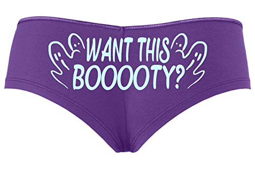 Knaughty Knickers Want This Booty Funny Flirty Halloween Sexy Purple Boyshort