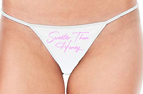 Knaughty Knickers Sweeter Than Honey Cute Oral Flirty White String Thong Panty