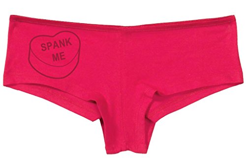 Knaughty Knickers Women's Spank Me Valentines Candy Heart Hot Sexy Boyshort Fuchsia Pink/Black