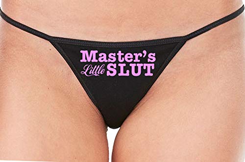 Knaughty Knickers Masters Little Slut BDSM DDLG Princess Black String Thong