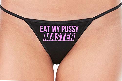 Knaughty Knickers Eat My Pussy Master Lick Me Oral Sex Black String Thong Panty