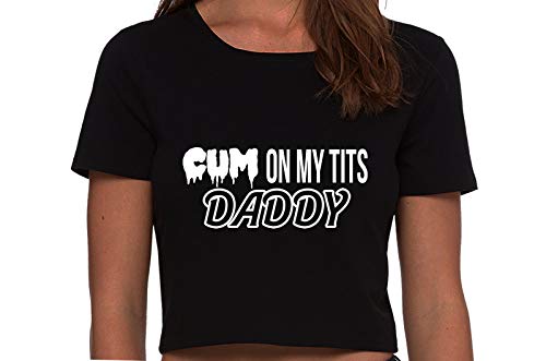 Knaughty Knickers Cum On My Tits Daddy Cum Play Cum Slut Black Cropped Tank Top