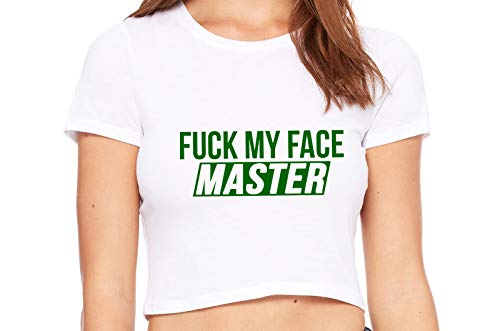 Knaughty Knickers Fuck My Face Master Oral Deepthroat White Crop Tank Top