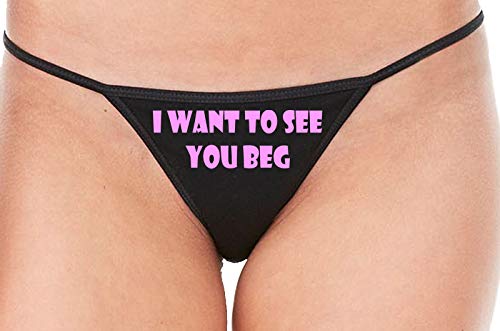 Knaughty Knickers I Want To See You Beg On Your Knees Black String Thong Panty