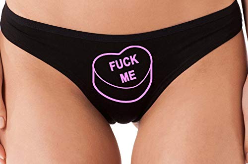 Knaughty Knickers Valentines Candy Fuck Me Flirty Black Thong Underwear Slut