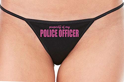 Knaughty Knickers Property of My Police Officer LEO Wife Black String Thong