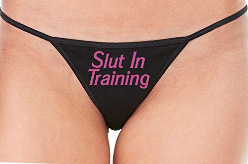 Knaughty Knickers Slut in Training Keep Slutty HotWife Black String Thong Panty