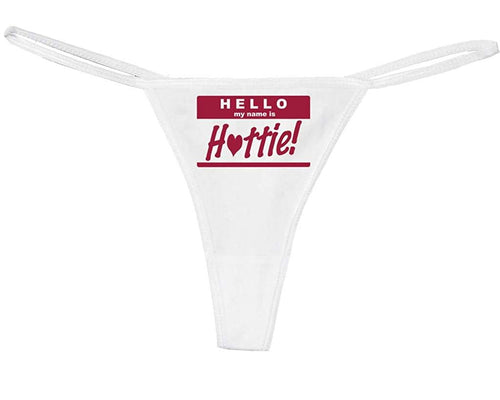 Knaughty Knickers Women's Hello My Name Hottie Tag Label Funny Thong