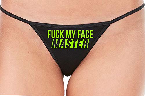 Knaughty Knickers Fuck My Face Master Oral Deepthroat Black String Thong Panty