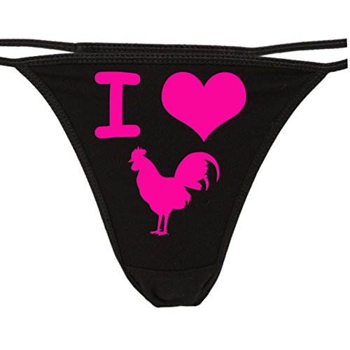 Knaughty Knickers - I Love Cock Thong Panties - I Heart Cock Underwear - for Hot Wife - Rooster pic - The Panty Game Gift