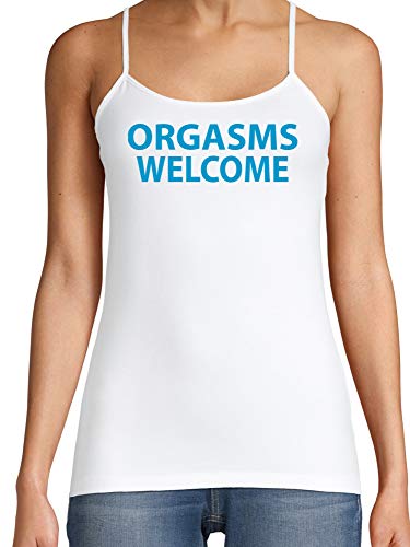Knaughty Knickers Orgasms Welcome Please Me Pleasure Me White Camisole Tank Top