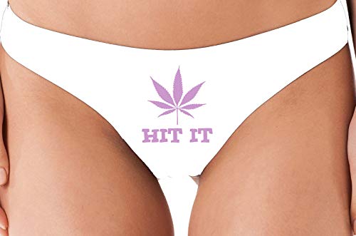 Knaughty Knickers Hit it Pot Marijuana Leaf White Thong Weed Stoner Underwear