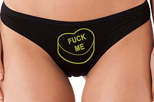 Knaughty Knickers Valentines Candy Fuck Me Flirty Black Thong Underwear Slut