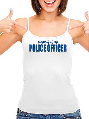 Knaughty Knickers Property of My Police Officer LEO Wife White Camisole Tank Top