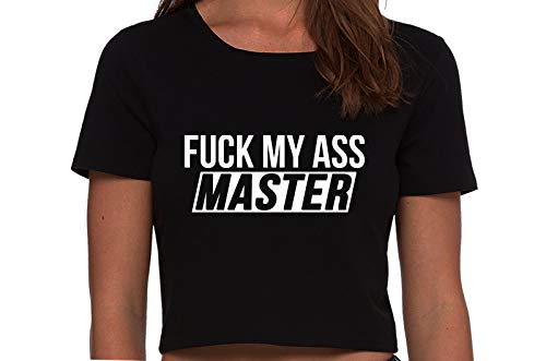 Knaughty Knickers Fuck My Ass Master Anal Play Cumslut Black Cropped Tank Top