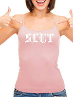Knaughty Knickers SLUT Gothic Medieval Tatoo Look BDSM Pink Camisole Tank Top