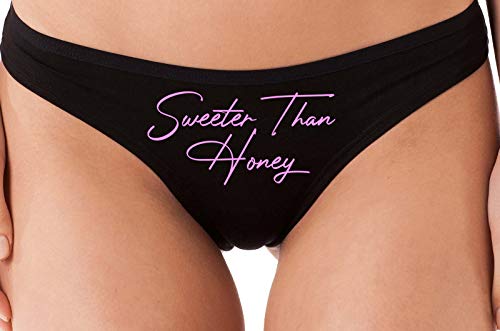 Knaughty Knickers Sweeter Than Honey Cute Oral Flirty Black Thong Underwear