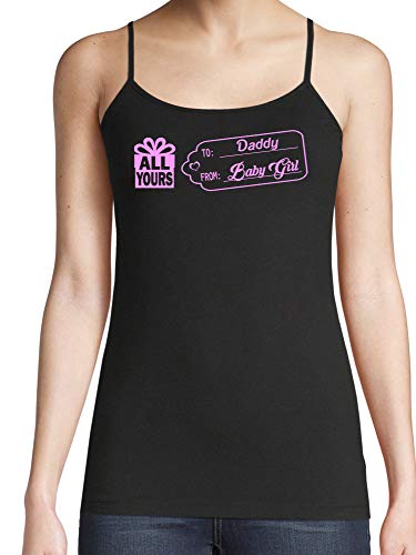 Knaughty Knickers To Daddy From BabyGirl Baby Girl Tag Black Camisole Tank Top