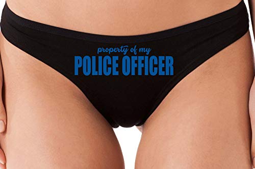 Knaughty Knickers Property of My Police Officer LEO Wife Black Thong Underwear